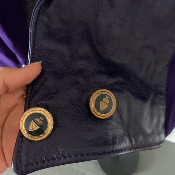 Vintage VTG Purple Leather and Wool Jacket Small - Picture 10 of 13